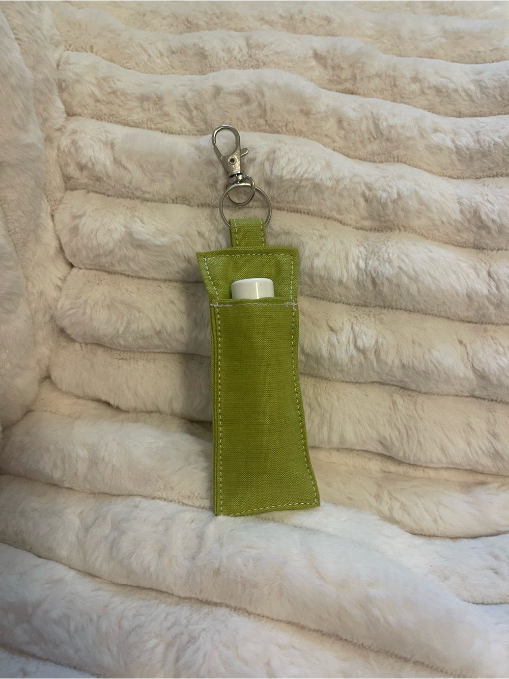 Lime Green Keychain Lip Balm Holder